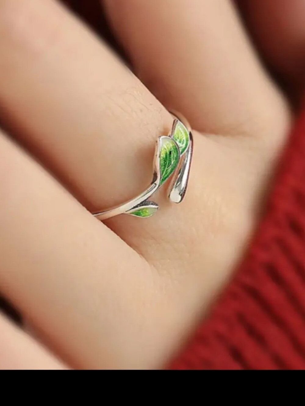 3/8⚡ Green Leaf Adjustable Ring